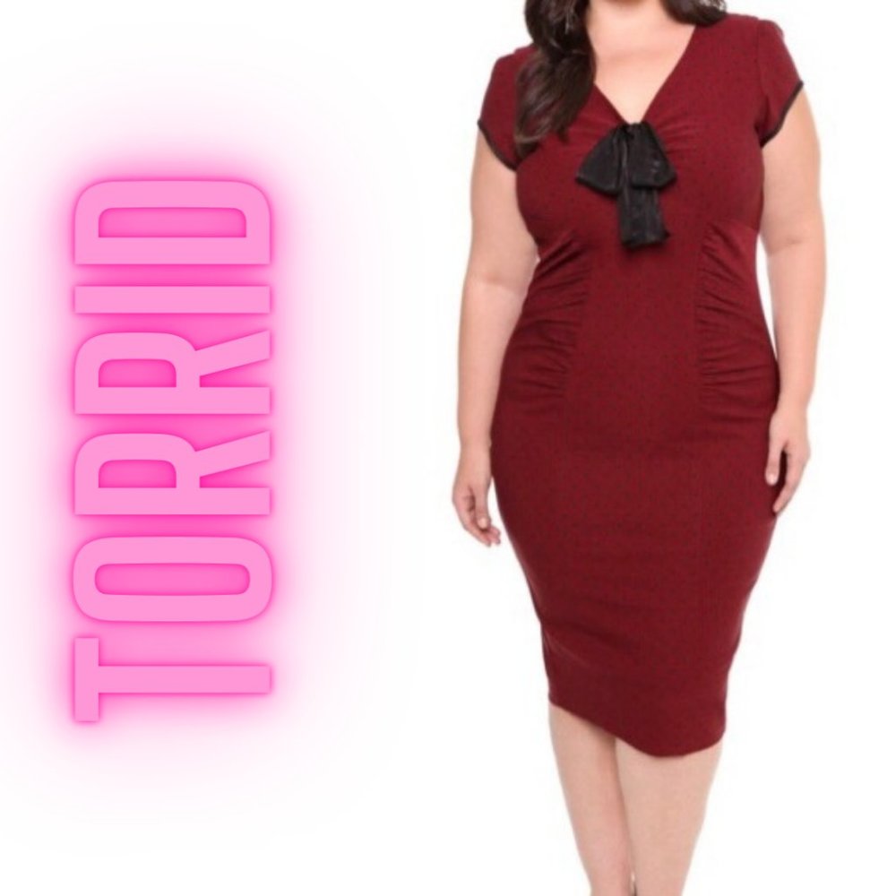 Torrid Stop Staring! Maroon polka dot pin-up dress